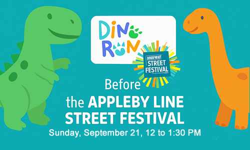 Dino Run before the Appleby Line Street Festival Sunday, September 21, 12 to 1:30 PM